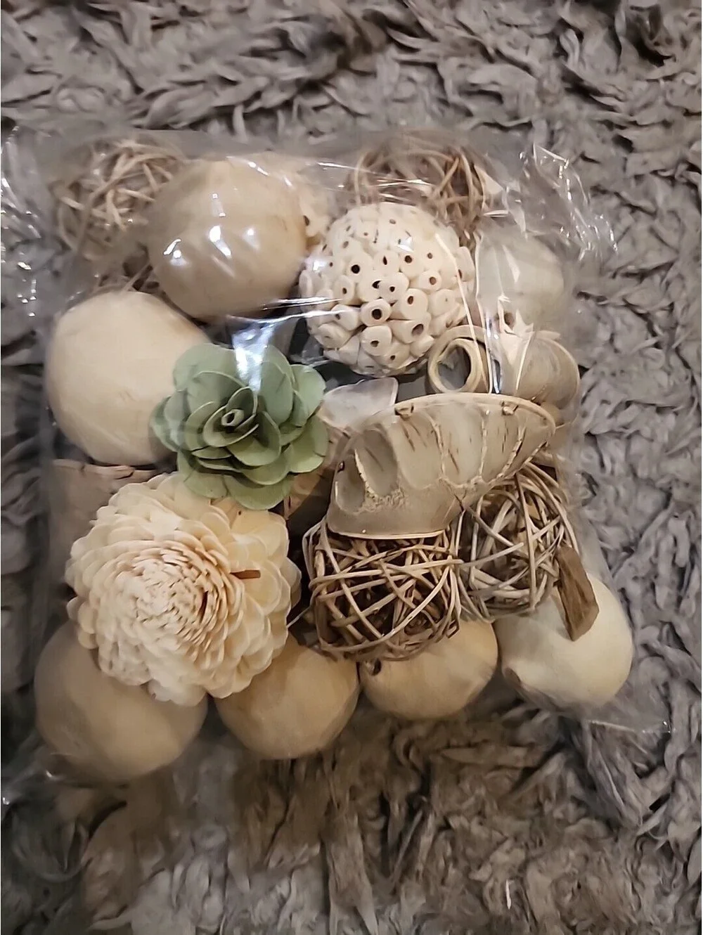 Wicker Rattan Nuts Collection of Table Centerpiece Decor Decorative Spheres